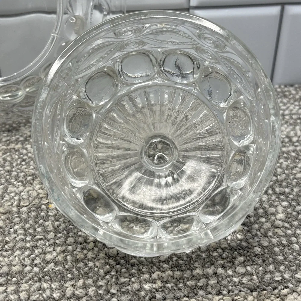 Hobnail‎ Clear Crystal Butter Dish Eye Wink Pattern Domed Lid With Base Fancy